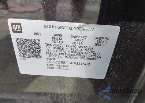 2023 Chevrolet Malibu Fwd 1Lt z USA, uszkodzony, nr VIN 1G1ZD5ST5PF111580